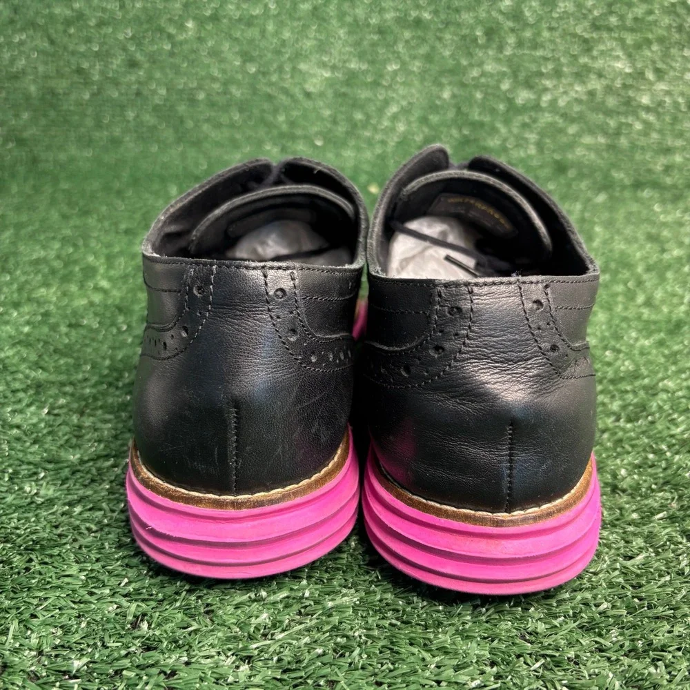Cole Haan Lunargrand Waterproof Wingtip Oxford Leather Black Pink Mens Size 9B